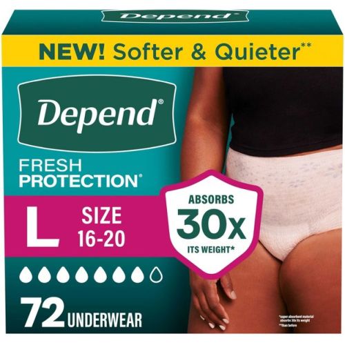 Depend Fresh Protection Adult Incontinence & Postpartum Underwear for Women - Maximum Absorbency - L - Blush - 72ct
