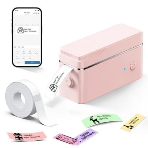 SWIFINT P31S Label Maker Machine with Tape, Portable Bluetooth Label Printer for Organizing Storage Office Home, with Multiple Templates, Pink