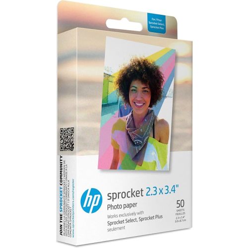 HP Sprocket 2.3 x 3.4 Premium Instant Zink Sticky Back Photo Paper (50 Sheets) Compatible with HP Sprocket Select and Plus Printers.