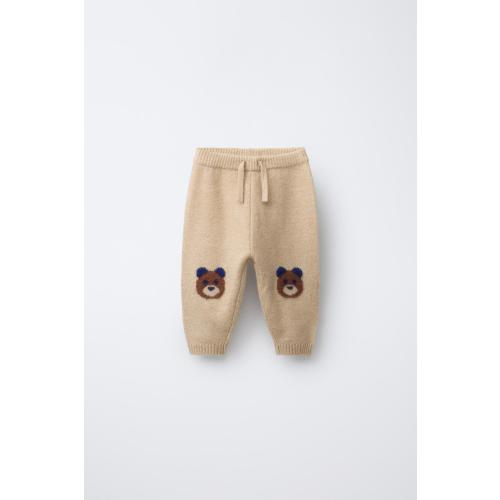 TEDDY BEAR KNIT JOGGING PANTS - taupe brown | ZARA United States