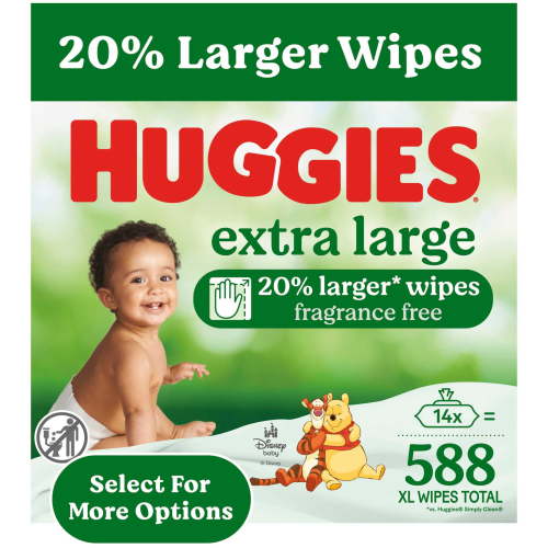 Huggies Extra Large Baby Wipes, Unscented, 14 Flip-Top Packs (588 Wipes Total) (Select for More)