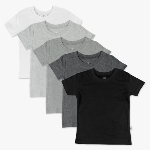 HonestBaby Unisex-Baby 5-Pack Short Sleeve T-Shirts 100% Organic Cotton Baby, Toddler, Little Kid, Boy, Girl, Unisex