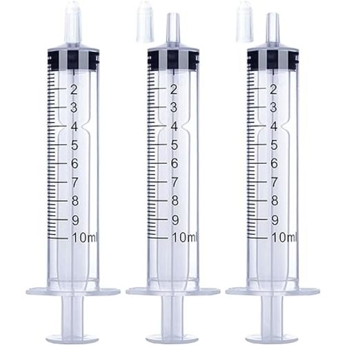 10ml Syringe for Liquid, Oral, Scientific Labs, Measurement, Dispensing, with Cap- 3 Pack