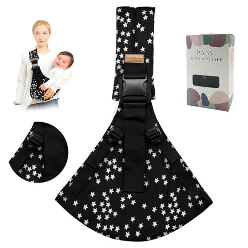 Baby Sling Carrier,Toddler Carrier,Upgraded 2025 Baby Sling with 4 Adjustable Straps(10-30lbs),Lightweight,Portable and One Size Fits All(Star)