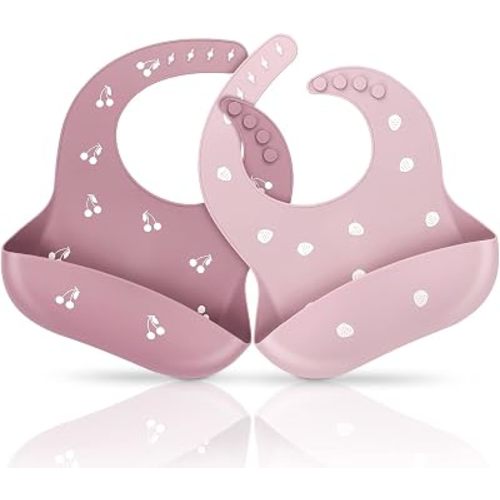 Silicone Baby Bibs for Babies & Toddlers | Adjustable Silicone Bibs Set of 2