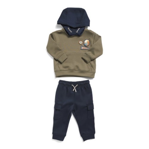 Infant Boys 2pc Scuba Sweatshirt With Patches And Joggers Set | Baby Boys (0-24m) | Marshalls