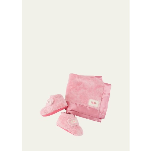 Girl's Bixbee Booties & Lovey Baby Blanket Set