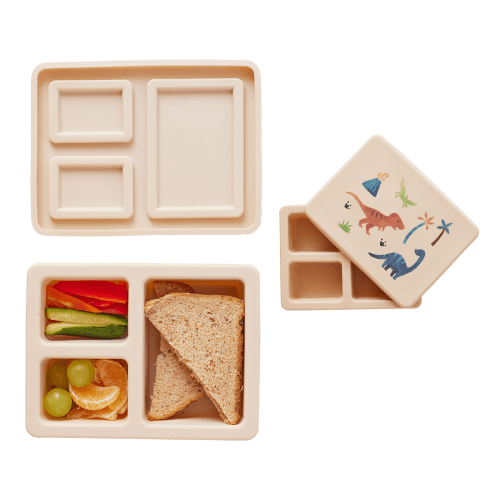 Silicone Mini Bento Box Dinosaur Warm Cream – Austin Baby Collection