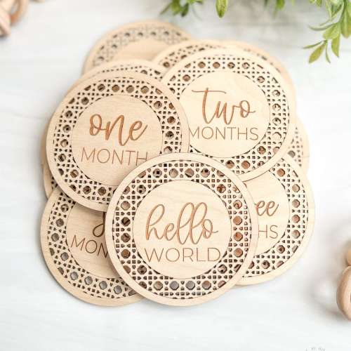 Boho Monthly Milestone Discs For Baby Photos | Rattan Monthly Milestone Marker | Baby Gift | Milestone Cards | Monthly Signs For Baby