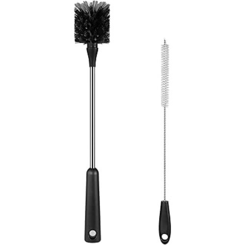 [4 Pack] Bottle Brush, 15 Inches Stainless Steel Long Handle Baby Bottle Scrub Cleaning Brushes with Straw & Lid Brushes for Sports Water Bottle, Cups, Coffee Mugs, Glasswares