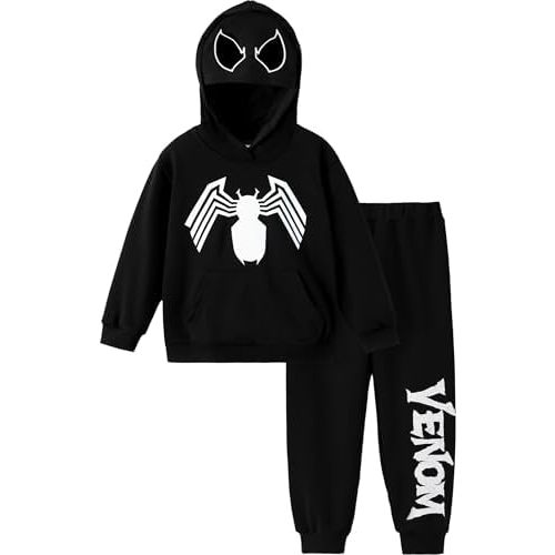 Marvel Spiderman Cosplay Costume Avengers 2 Pcs Pocket Hoodie&Pants Hulk Hooded Outfit Venom Captain America Apparel Kid 2-9Y