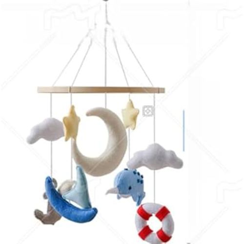 GOODMOM Seaside Nursery Mobile for Boys & Girls - Handmade Staycation Baby Mobile for Crib - Baby Crib Mobile COAST Theme Accessories with Sailboat |Easy Assembly & Sturdy Structure |Gift for Newborns