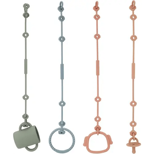 Toy Safety Straps, Socub Silicone Adjustable Baby Pacifier Teether Straps, 4pcs Toddler Toy Bottle Harness Straps for Strollers, High Chair, Cribs, Bags, BPA Free, Multi Colors