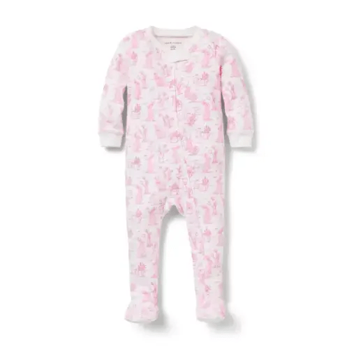 Baby Pink Baby Organic Cotton Bunny Toile Footed Pajama by Janie and Jack