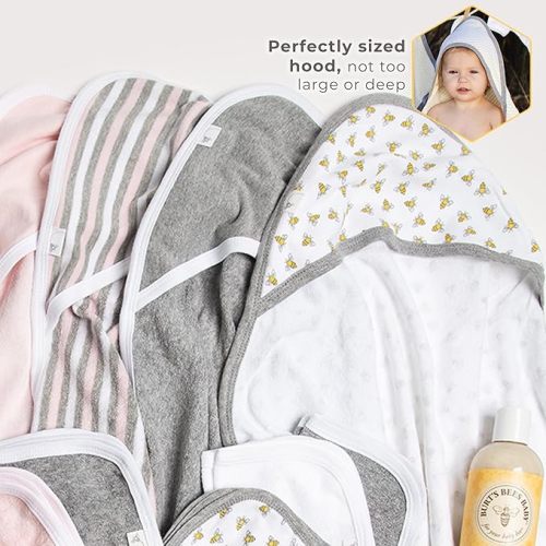 Burts Bees Baby Infant Hooded Towels Organic Cotton, Unisex Bath Essentials and Newborn Necessities, Soft Nursery Towel with Hood Set, 2-Pack Size 29 x 29 Inch