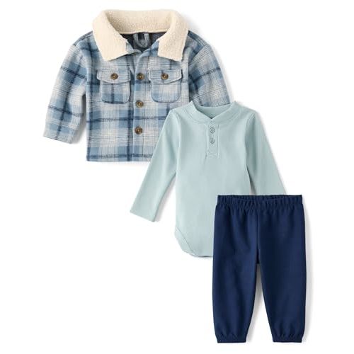 The Children's Place Baby Boys' 3 Piece Set, Long Jacket,short Sleeve Bodysuit, and Pant