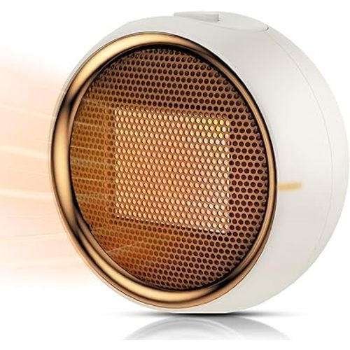 Space Heater, Portable Electric PTC Ceramic Heaters for Indoor Use, 2S Efficient Heating, Tip-Over & Overheat Protection, Quiet Small Mini Desk Heater for Bathroom Home Office Bedroom