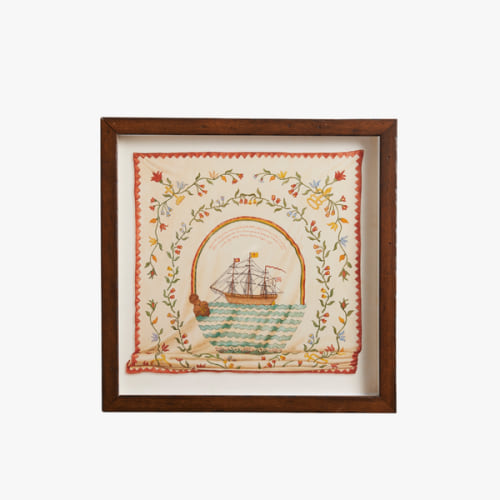 Ship Sampler Framed Print - Reproduction Coastal Art - Dear Keaton