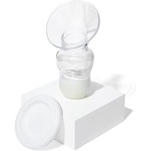 Motif Medical Manual Handheld Breast Pump - Portable Breast Milk Pump for New Mothers - Flexible & Air Powered Suction Silicone Breast Pump - Nursing Essentials for Newborn Babies (4oz, Clear)