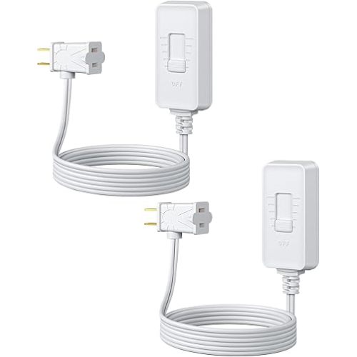 DEWENWILS Plug in Dimmer Switch for Lamp, Table Lamp Dimmer for Dimmable LED/CFL Lights and Incandescent Bulbs, Full Range Slide Control, Extension Cord Dimmer, White, 2 Pack