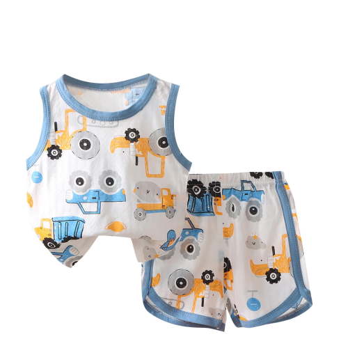 ZACPNCV Toddler Boys Clothes Summer Outfits Baby Boy Sleeveless Tank Top and Shorts Car Print Set 6-9 Months
