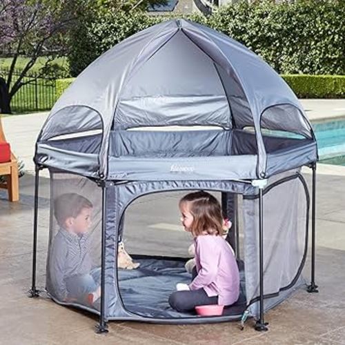 Hiccapop 53” PlayPod Outdoor Baby Playpen for Baby with Canopy, Deluxe Portable Playpen for Babies and Toddlers with Dome