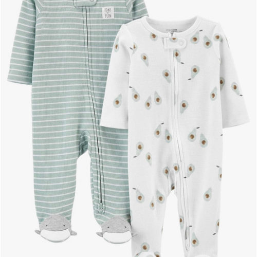 Simple Joys by Carter's Unisex Baby 2-way Zip Thermal Footed Sleep and Play, Pack of 2