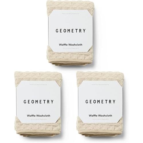 GEOMETRY Taupe Waffle Washcloths