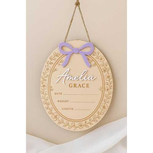 Girl Name Sign for Hospital Name Announcement Sign Newborn Girl Baby Name Plaques Floral Baby Announcement Vintage Name Nursery Decor Girly