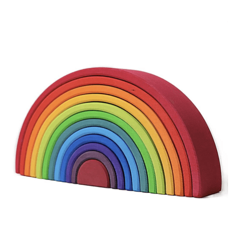 12-Piece Wooden Rainbow Stacking Tunnel