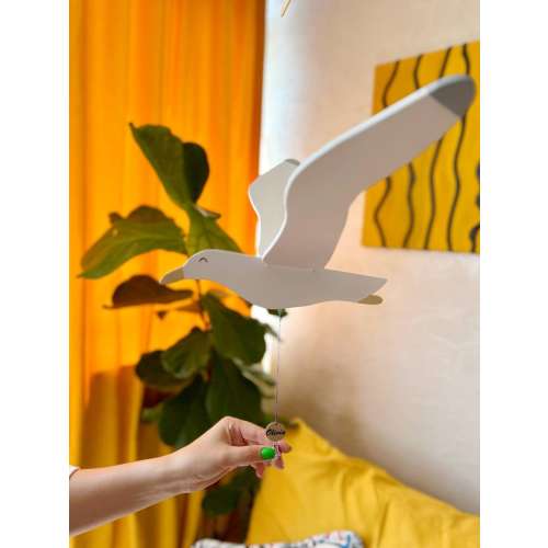 Seagull Mobile | Wooden Hanging Bird Decor | Coastal Nursery Gift | Flapping Wings