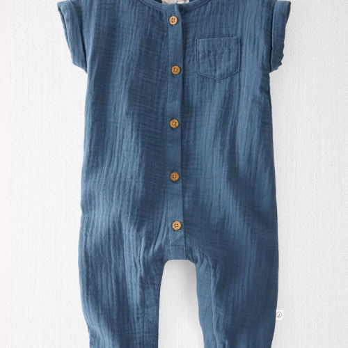 Deep Teal Baby Organic Cotton Gauze Jumpsuit | Carter’s Oshkosh Canada