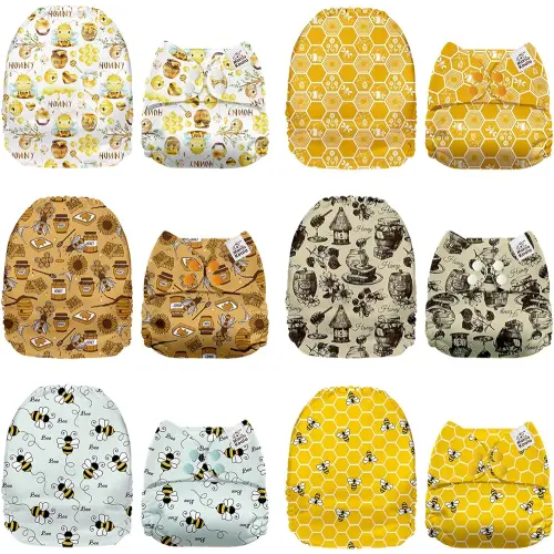 Mama Koala 1.0 Cloth Diapers for Babies, 6 Pack Pocket Shell Only (NO Inserts) - One Size Washable and Reusable Pocket Diapers for Newborns and Toddlers - 160052
