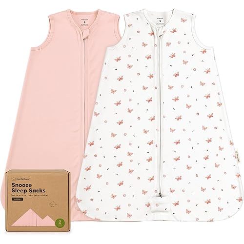 2-Pack Baby Sleep Sacks, Zipper Wearable Blanket - 0.5TOG Organic Cotton, Lightweight, Soft Cozy Infant Sleeping Sack 3-6 months,Easy to Wear Small Newborn Transition Swaddles Sleepsacks (Butterflies)