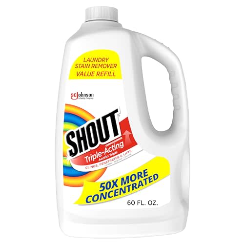 Shout Active Enzyme Laundry Stain Remover Spray for Clothes, Triple-Acting Formula Clings, Penetrates, and Lifts Tough & Everyday Stains - Prewash Refill 60oz (1.7L)