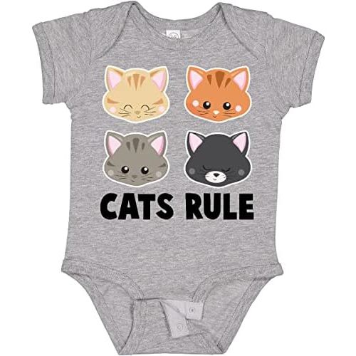 inktastic Cats Rule with Cat Heads Baby Bodysuit