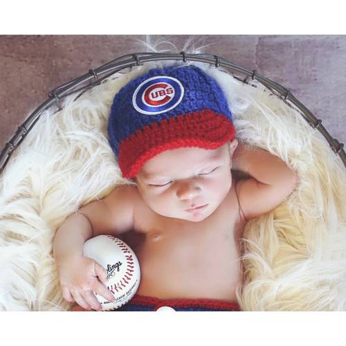 Baby Boy Baseball cap - Baseball Cap - Crochet Chicago Cubs Hat - Newborn outfit - Coming Home Outfit , Team hat, Sport hat, hats for babies