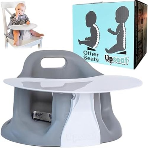 Upseat – The Original Ergonomic Baby Floor & Booster Seat with Tray, Developed with Physical Therapists for Upright Posture & Healthy Hip Development, 4–24 Months, Dishwasher-Safe Extra-Large Tray