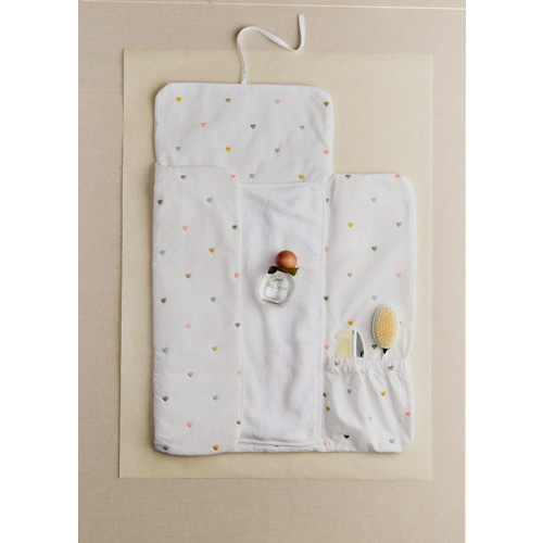Changing Mat - Ecru / Multico hearts