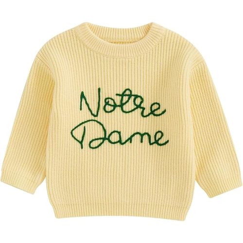 Toddler Baby Boy Girl Football Outfit Notre Dame Pullover Sweater Long Sleeve Knit Sweatshirt Spring Fall Clothes
