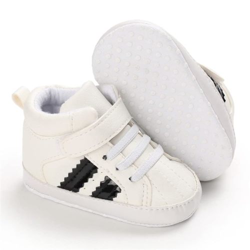Meckior Toddler Baby Boys Girls High Tops Ankle Sneakers Soft Anti-Slip Sole PU Leather Moccasins Infant Newborn Prewalker First Walking Crib Shoes