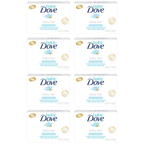 Baby Dove Bar Soap Rich Moisture 3.17 oz 8 bar More Gentle and Nourishing than Ordinary Baby Soap Bars Washes Away Bacteria