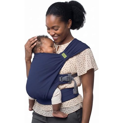 Boba Bliss Pre-Wrapped Baby Carrier with Buckle - Newborn to 7-35 lbs Light, Breathable & Easy to Adjust Hybrid Infant Sling & Toddler Carrier - Certified Hip-Healthy for 0-18 Months - Navy Blue
