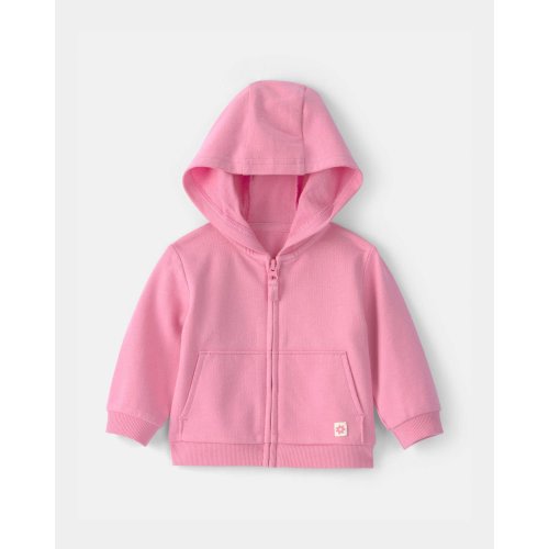 Baby Girl French Terry Zip-Up Hoodie - Pink | Carter's