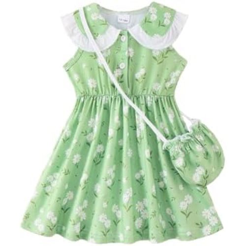 Saeaby Baby Girl Dress Summer Dresses Toddler Girl Clothes Polo Collar Ruffle Sundress Sleeveless Outfit for Girls