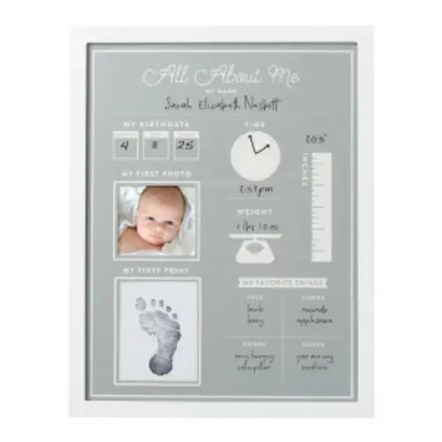 All About Me Fill In Frame | Gray Baby Keepsake by Pearhead