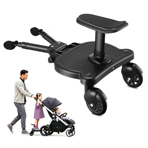 Naniruok Universal Stroller Board with Detachable Seat, 2 in 1 Stroller Riding Board Suitable for Most (Not All) Strollers, Holds Up to 55 lbs