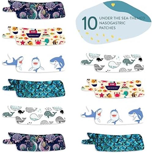Nasogastric or Oxygen Tube precut Adhesive Tape Under the sea Mix x 10 Pack. (Mix Pack)