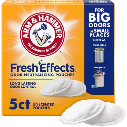 ARM & HAMMER Fresh Effects Odor Neutralizing Baking Soda Pouches, 5 Count | Long-Lasting, Fragrance-Free, For Shoes, Cars, Home & Small Spaces, Odor Absorber