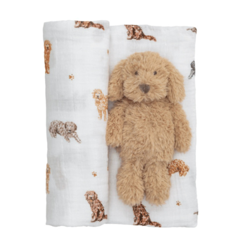 Doodle Swaddle And Rattle Set